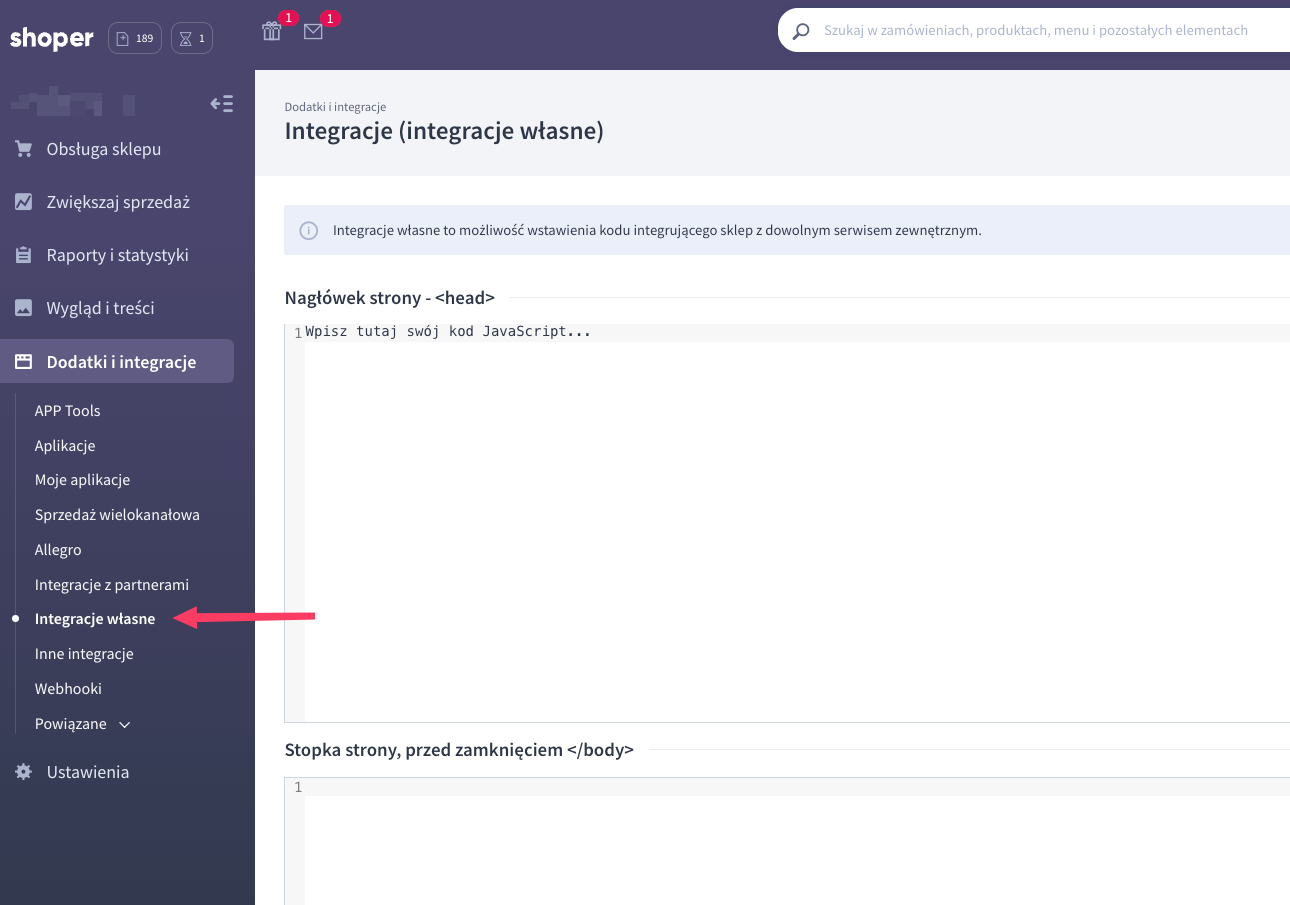 Integracje własne w Shoper